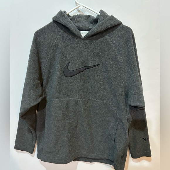 Nike Vintage Y2K Fleece Embroidered Swoosh Hoodie Large 12-14 - Picture 1 of 4